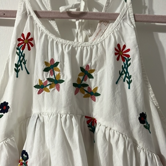 Zara Embroidered Floral White Tiered Tank Top Small - Picture 3 of 4